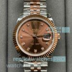Clean Factory Copy Rolex Datejust II Two Tone Rose Gold Coffee Diamond Dial 41MM Watch